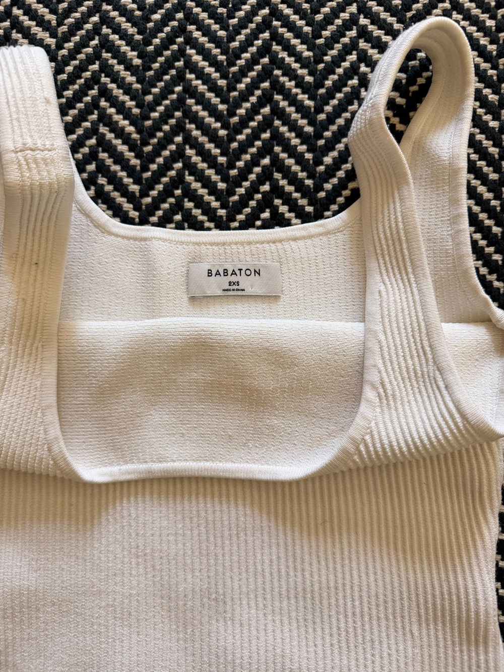 Babaton White Ribbed Square-Neck Tank - Picture 2 of 2